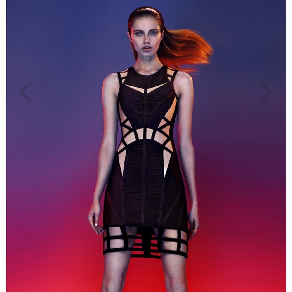 Herve Leger Sekai Black Cutout Bandage Dress XS